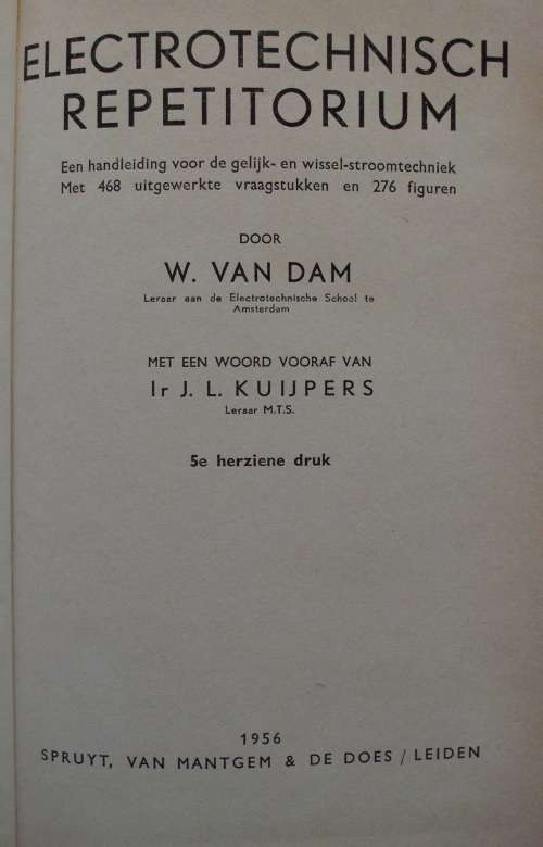 Book `Elektrotechnisch Repetitiorium` Nederland 1956 rare