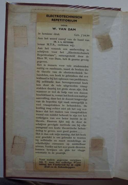 Book `Elektrotechnisch Repetitiorium` Nederland 1956 rare