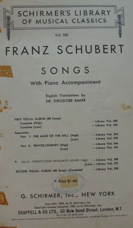 Music Sheets Schubert Pianoforte 1939