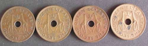 Coin Rhodesia and Nyasaland Half Penny x4