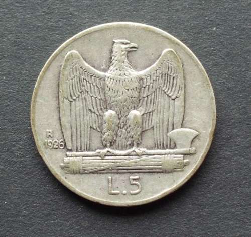 Coin Italy 5 Lire 1926r VF rare