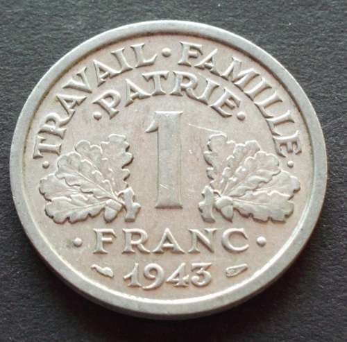 Coin France 1 Franc 1943 Aluminium