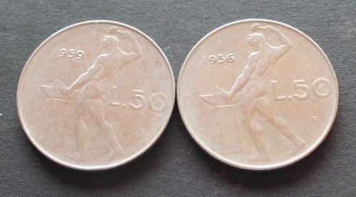 Coin Italy 50 Lire x 2 VF