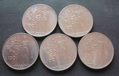 Coin Italy x 5 100 Lire VF