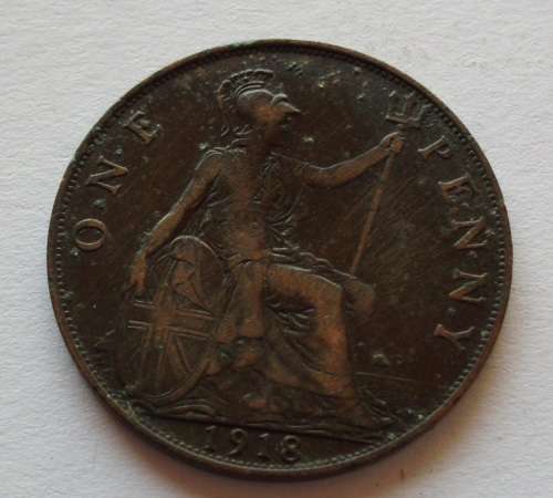 Coin UK Penny 1918 Ef