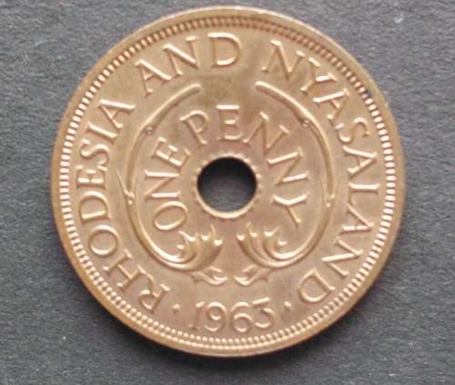 Coin Rhodesia and Nyasaland Penny 1963 unc