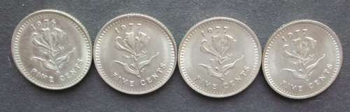 Coin Rhodesia 5 cents x 4 unc