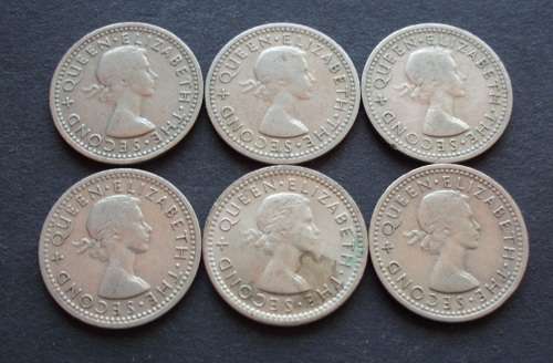 Coin Rhodesia and Nyasaland 3D Fine x6