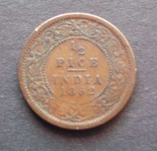 Coin India 1/2 Pice 1862 error