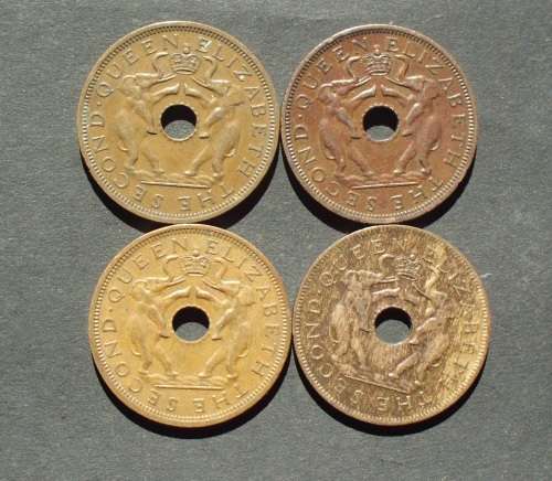 Coin Rhodesia + Nyasaland[Malawi] 1 Penny x 4 VF