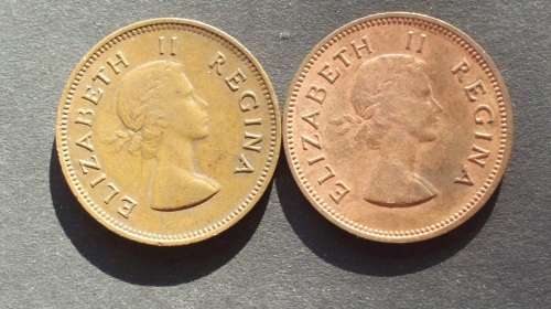 Coin-Union of SA-Half penny x 2 fine/VF
