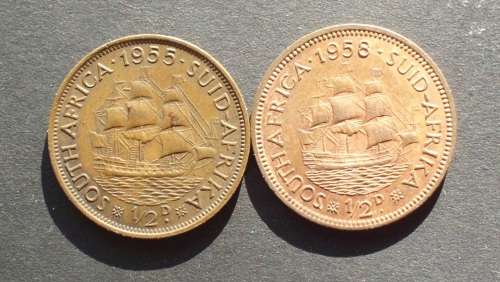 Coin-Union of SA-Half penny x 2 fine/VF