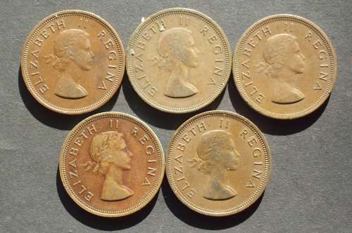 Coin-Union of SA-One penny x 5 fine/VF