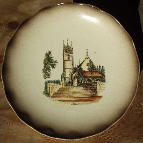 Swiss Plate Maur Church Zurich Handmade pottery No,594
