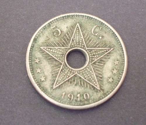 Coin - Belgian-Congo 1910 5 ces error