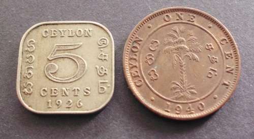 Coin - Ceylon x 2 1926/40 EF