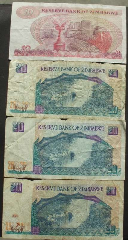 Banknote - Zimbabwe 10+20 x 4 used