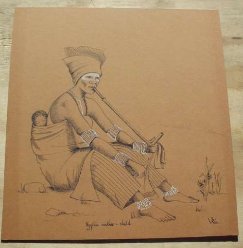 Vintage Sketch "Pondo Woman and Child"