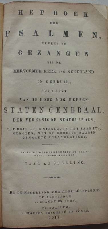Bible - Psalmen + Gezangen 1917 Netherlands pocket antique