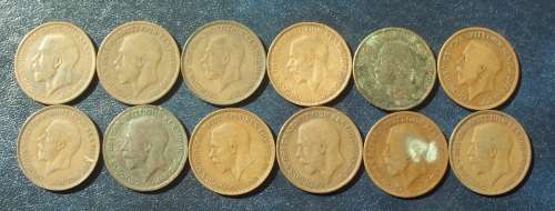 Coin Great Britain Pennies King George V x 12