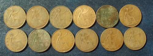 Coin Great Britain Pennies King George V x 12