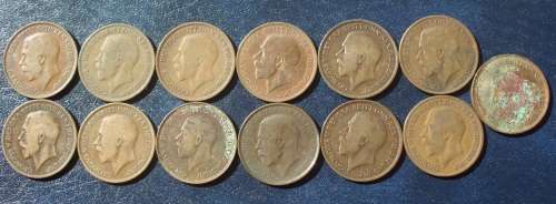 Coin Great Britain Pennies King George V x 13