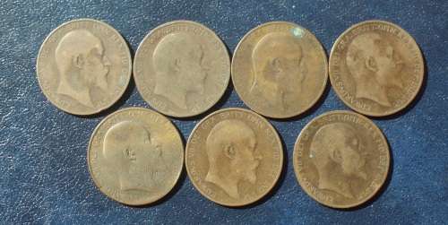 Coin Great Britain Pennies King George V x 7