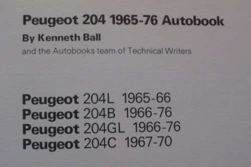 Book - workshop Manual Peugeot 204/L/GL/C/b  1965-1976