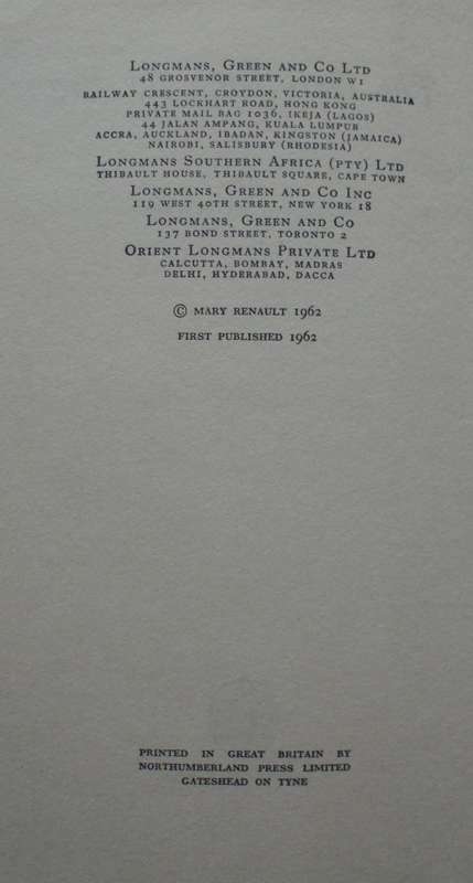 Book - The Bull From The Sea - Mary Renault 1st ed 1962