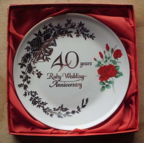 Plate - Ruby 40th wedding anniversary unused