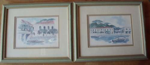 Prints x 2 Singapore - Graham Byfield framed
