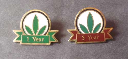 Pin Badges 3 Leaves 1 Year/5 year new