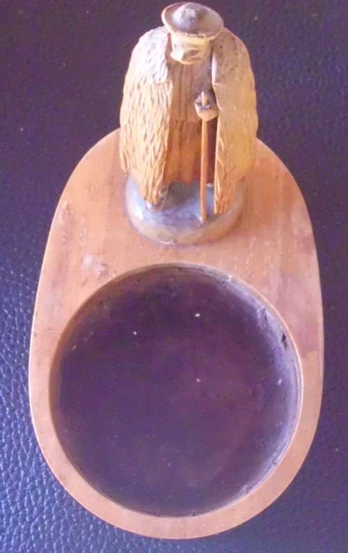 Wooden/Brass/Leather Ashtray Hungary vintage