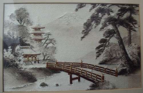 Silk Embroidery Japan Vintage 3D effect