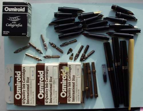 Fountain Pens Osmiroid Mixed lot + ink vintage