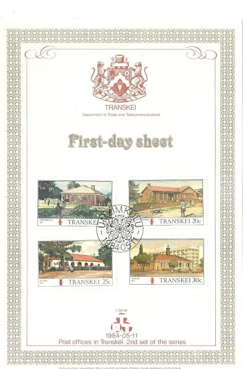First Day Sheets Transkei 1980s x 10  mint