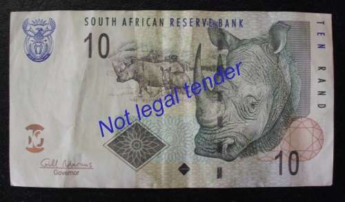 Banknote R10 RSA old Gill marcus
