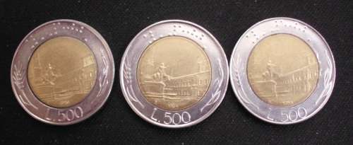 Coin - Italy Lire 500 x 3 - 1984/88/89