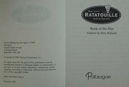 Book Of The Film - Ratatouille - Disney Pixar