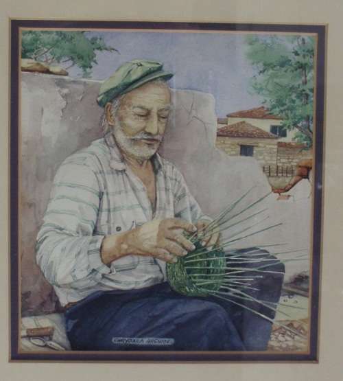 Painting - Chrysoula Argyros - Greek Man - watercolour