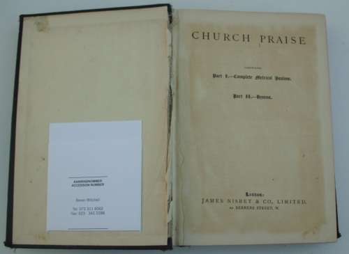 Bible - Church Praise - 1907 - Complete Metrical Psalms/Hymns