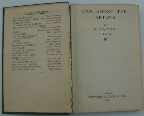 Book - Love Among The Artists - Bernard Shaw - 1914 antique