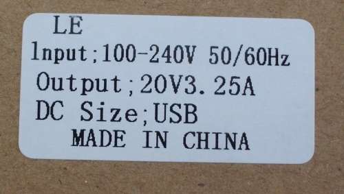Lenovo laptop charger 20v  3,5a  65W USB