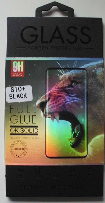 Samsung S10+ Black Screen Protector Tempered Glass