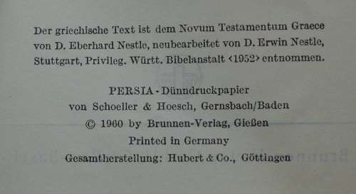 Book - Translation New Testament Greek/German 1960