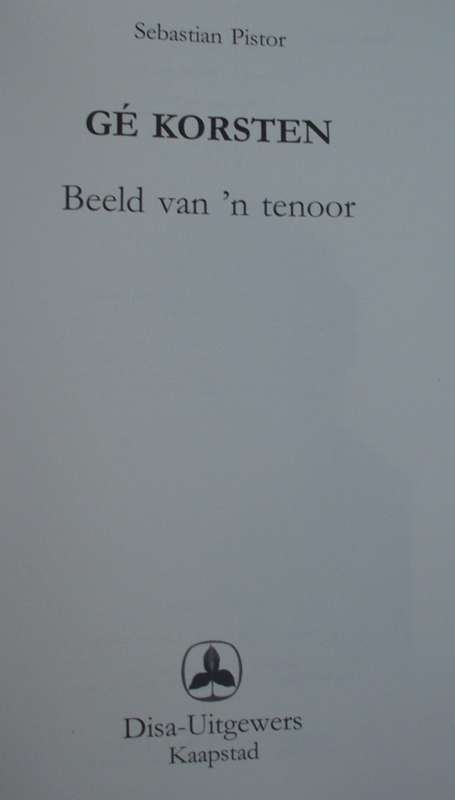 Book - Ge Korsten - Beeld Van n Tenor - 2003 - 502