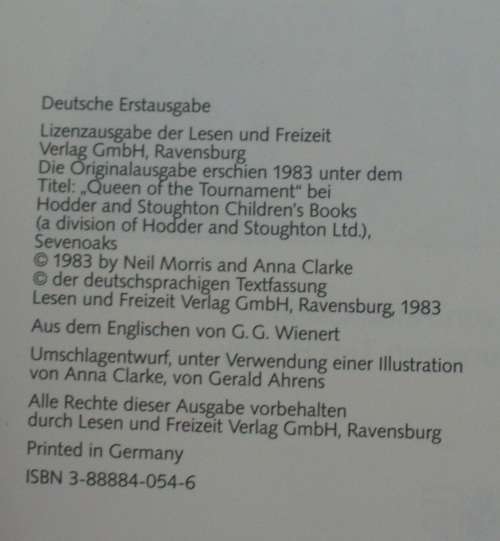 Book - Das Namenlosen Ritters -  The Nameless Knight - 1983