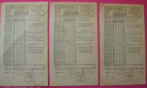 Vintage - Jackpot Tickets - Cape Racing Clubs x 3