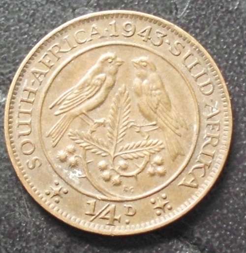 Coin -SA Farthing 1943 B - AU