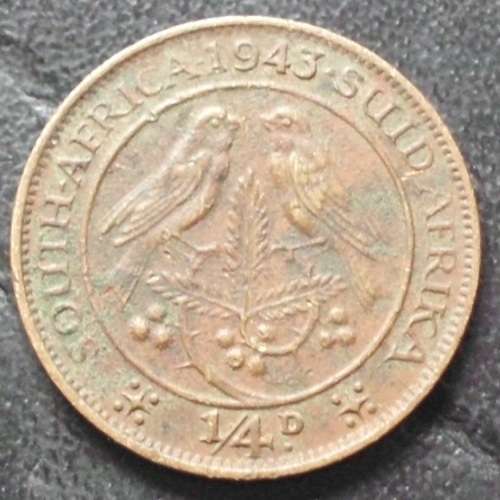 Coin -SA Farthing 1943 D - EF